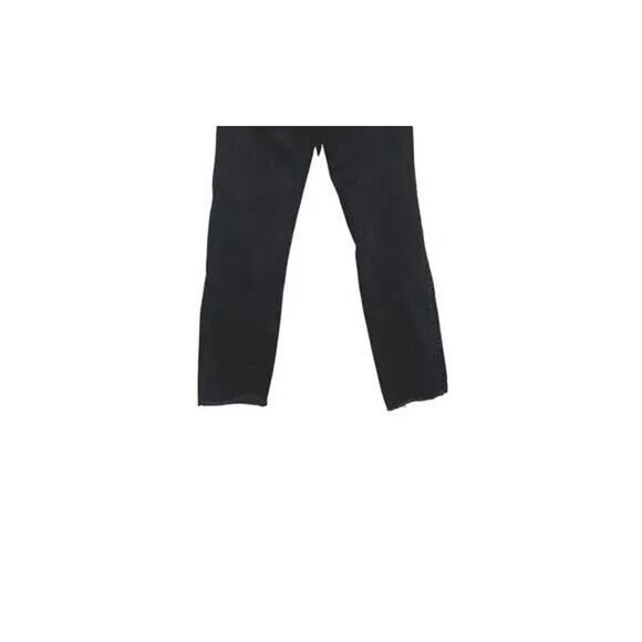 ZARA Slim Straight High Waisted Stretch Jeans Raw Hem 6 Rinsed Black #3059 - Picture 8 of 14